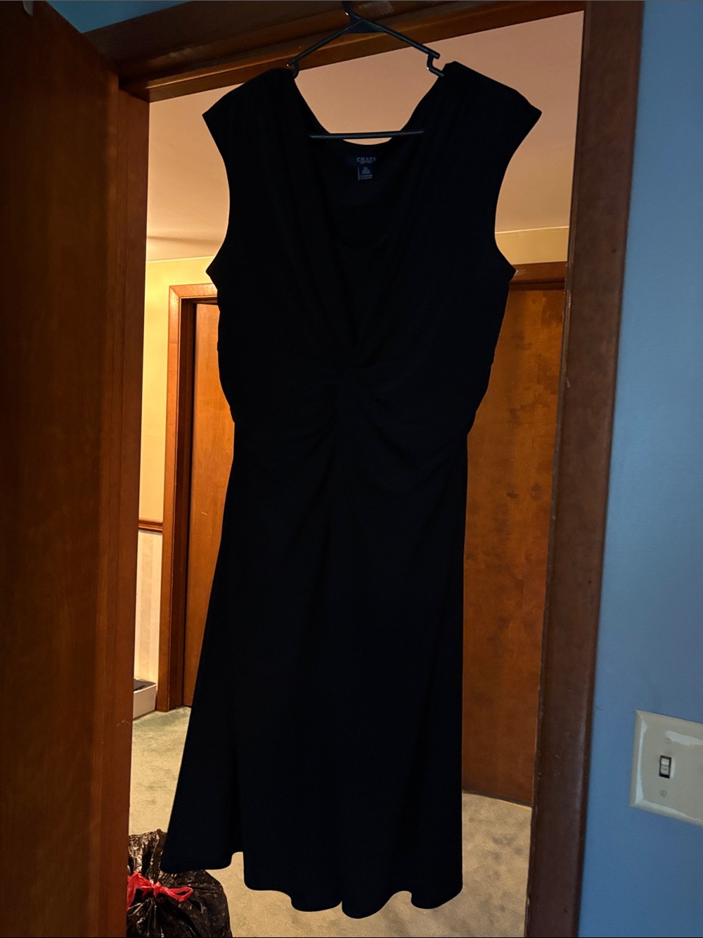 Chaps Black Midi Dress with Twist Front